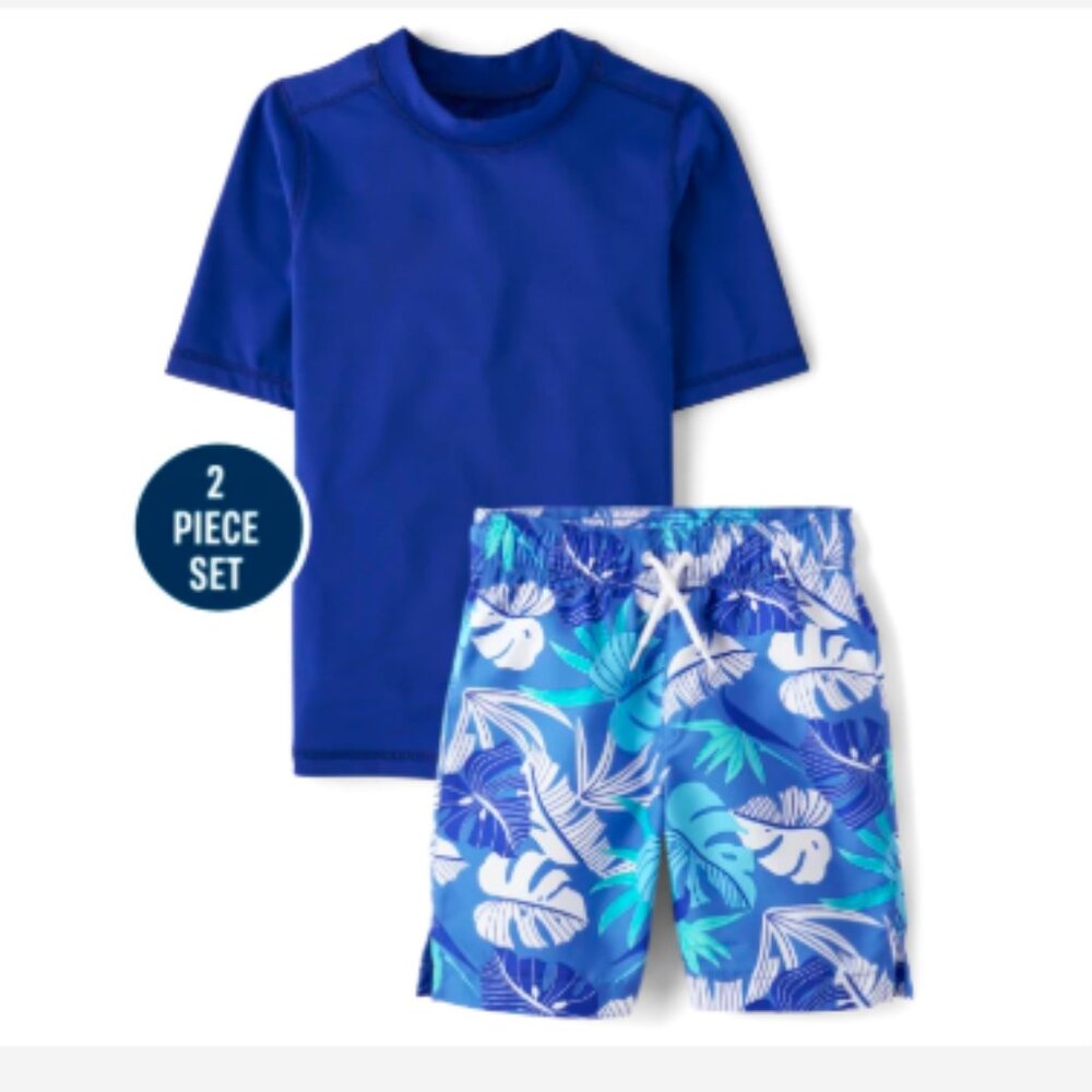 Boys Rashguard and Swim Trunks Large